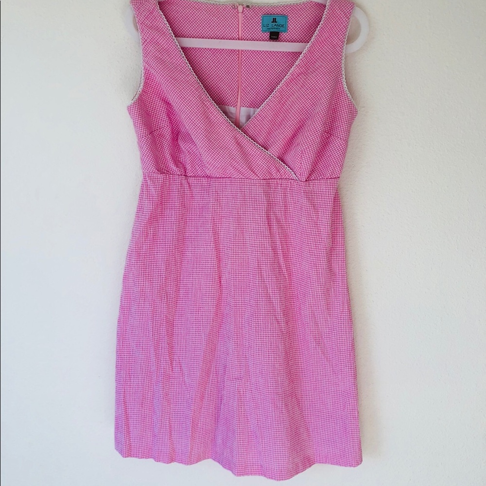 Liz Lange Pink Gingham Dress L
